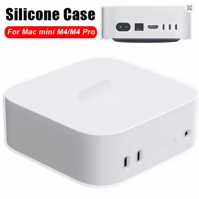For Mac Mini M4/M4 Pro 2024 Silicone Case Protective Cover Precise Opening Dustproof Shell Desktop Computer Shockproof Soft Case - Image 1