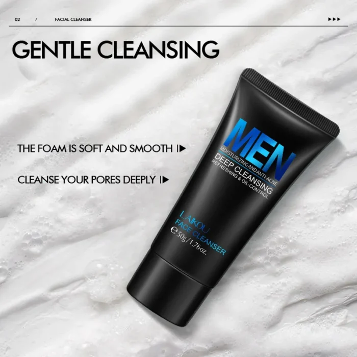 LAIKOU Men Facial Cleanser Face Washing Moisturizing Man Skin Care Oil Control Blackhead Remove Scrub Cosmetics Deep Norishing - Image 4