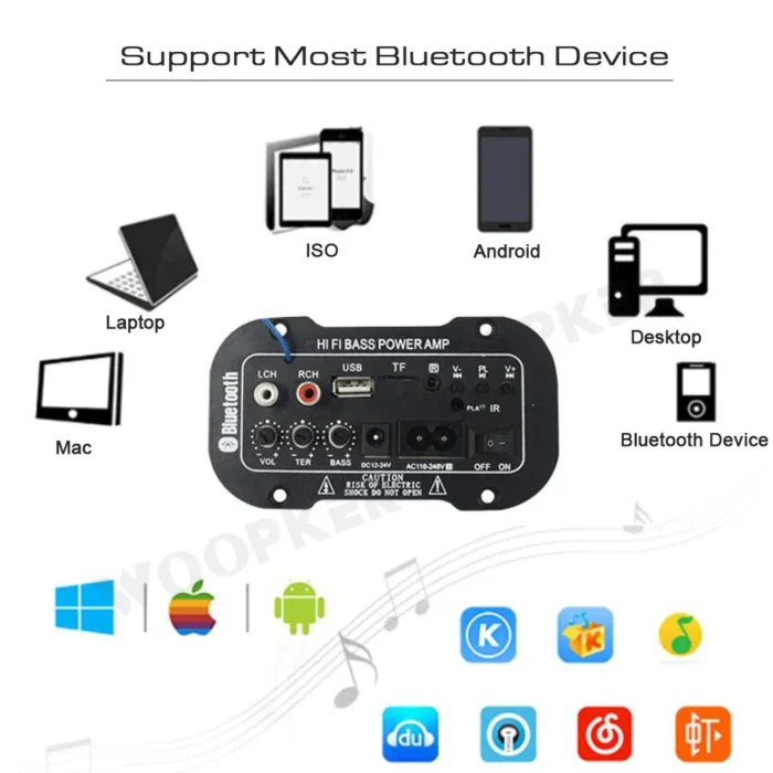 Woopker Digital Amplifier Decoder Board 25-30W Bluetooth Audio Amplifier DIY USB FM Radio TF Player Subwoofer 110V 220V - Image 2