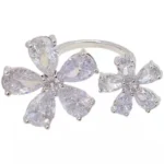 2021New Korea Fashion Luxury Flowers AAAzirconia Open Rings for Women Engagement Anniversary Birthday Gift for Female Wholesale - Image 5