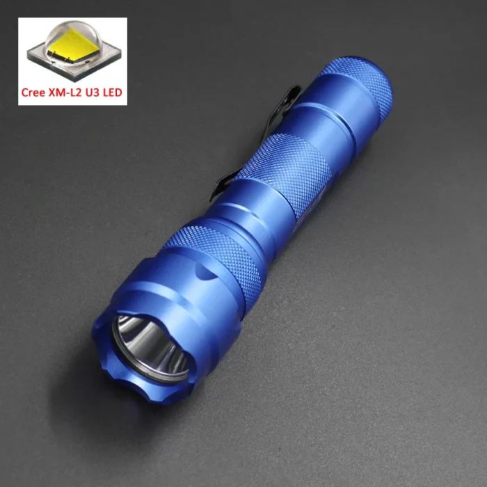 Blue 502B LED Flashlight 18650 Torch Pocket Light with XM-L2 U3-1A EDC Lamp Tactical Flashlight Lanterna Tatica Camping Cycling - Image 1