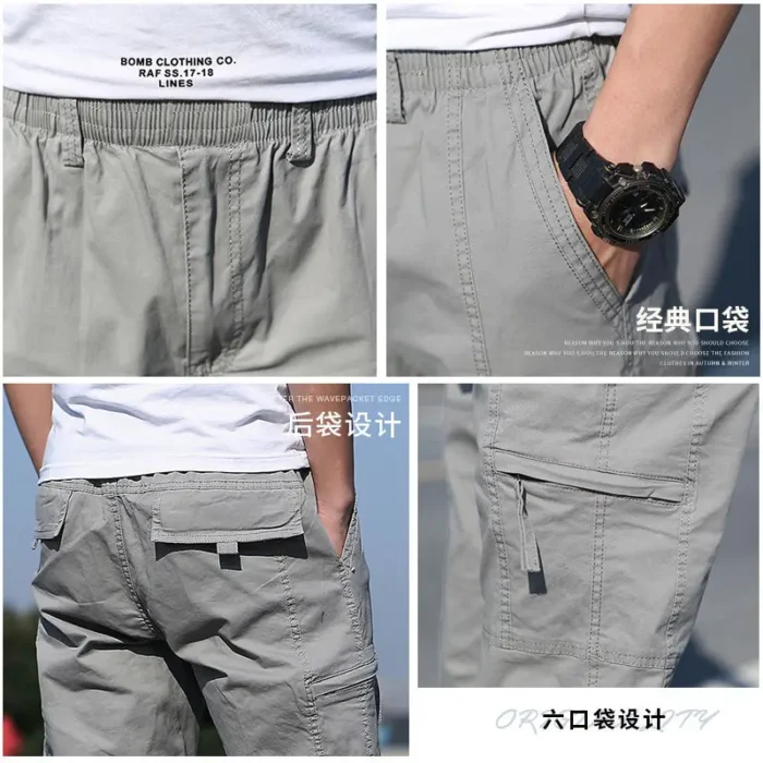 Cotton Cargo Trousers Men Work Pants Sports Casual Jogging Training High Quality Overalls Korean Plus Size Loose Straight Pants - Image 5