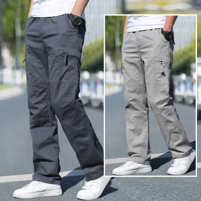 Cotton Cargo Trousers Men Work Pants Sports Casual Jogging Training High Quality Overalls Korean Plus Size Loose Straight Pants - Image 1
