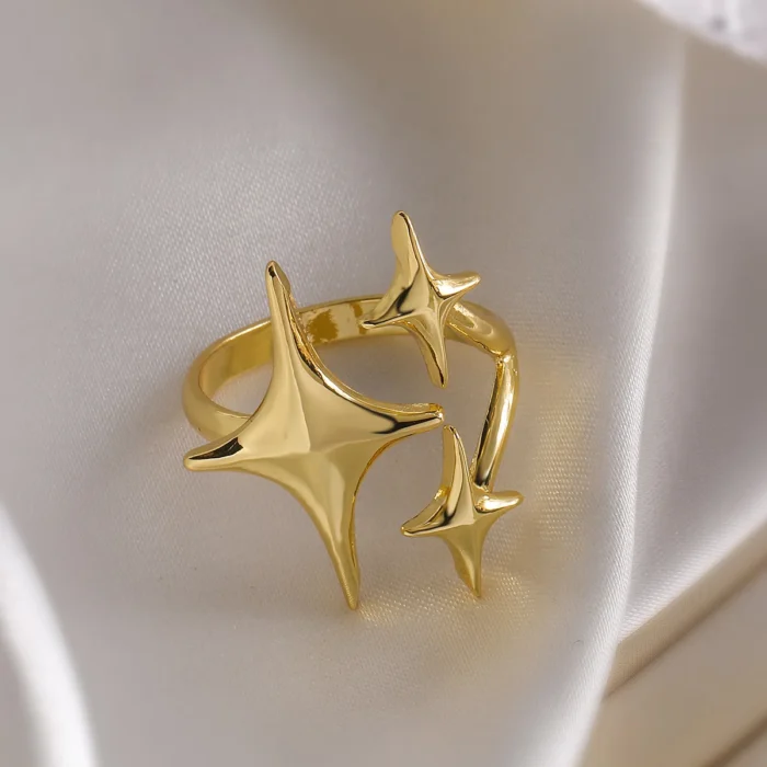 New European American Stainless Steel Ring Niche Teenage Design Featuring Star Like Minimalist Cool Personalized Temperament - Image 1