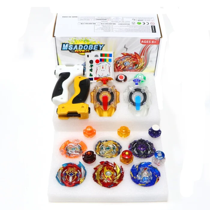 Superking 6 PCS Bey Storage Box Set with Sparking Launchers and Grips Spinning Tops Gift for Children - Image 5