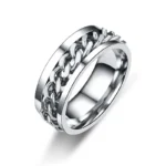 Titanium Steel Rotatable Chain Rings for Women Men Spinner Ring Decompression Multifunctional Chain Ring Bottle Opener Ring Gift - Image 3
