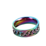 Titanium Steel Rotatable Chain Rings for Women Men Spinner Ring Decompression Multifunctional Chain Ring Bottle Opener Ring Gift - Image 6