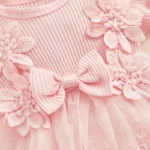 VISgogo Newborn Baby Girl Romper Dress 2 Pcs Outfits Mesh Lace Patchwork Ruffle Bodysuit and Headband Cute Summer Clothes - Image 5