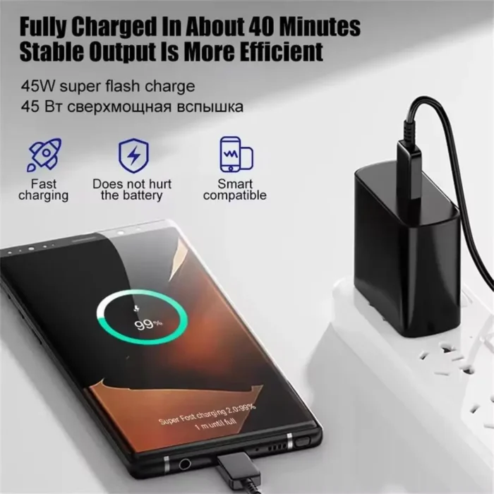 45W PD Charger Super Fast Charging USB C Phone Adapter For Samsung Galaxy S24 S23 S22 Ultra Note Type C Quick Charger Cable Suit - Image 2