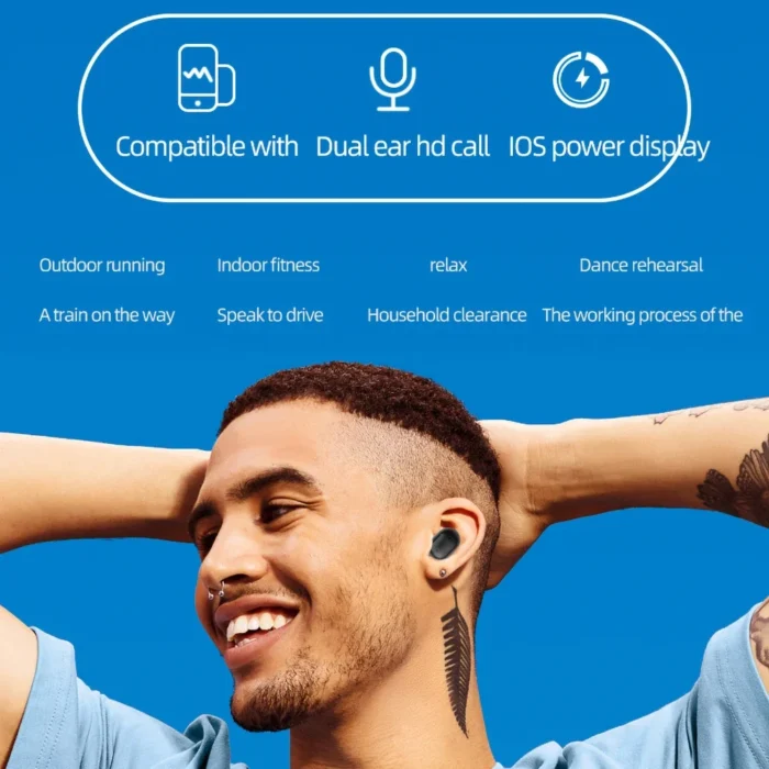 TWS A6S Bluetooth Earphones Wireless Headset IPX5 Waterproof Deep Bass Earbuds True Wireless Stereo Headphones Sport Earphones - Image 12