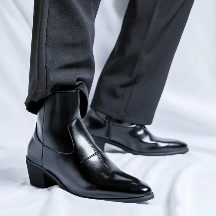 2025 Men's Boots Luxury Brand Leather Boots Fashion High Top Chelsea Boot Business Dress Boots for Men Ankle Botas Big Size 46 - Image 5