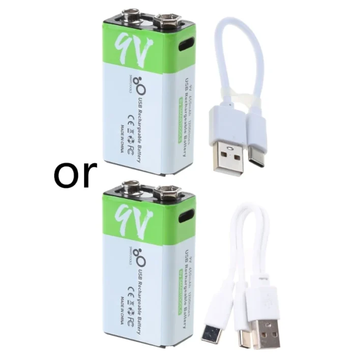 Battery 650mAh Type-C USB Lithium 9V Batteries Microphone Metal Detector N2UB - Image 1