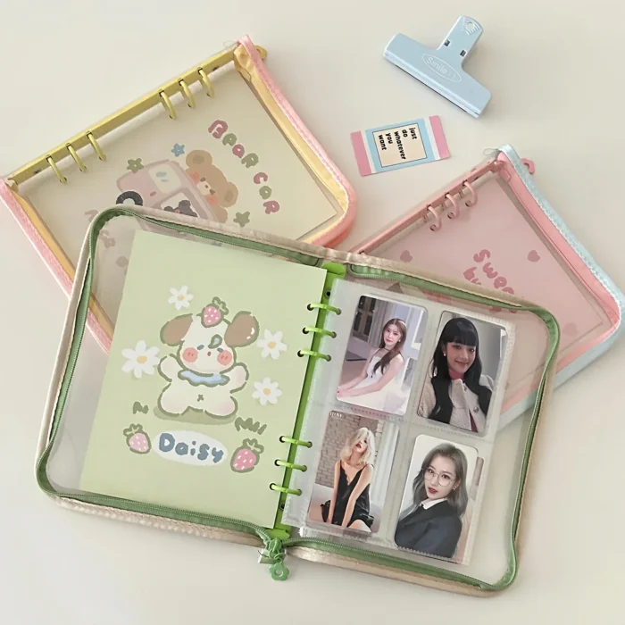 Kpop A5 Zipper Binder Collect Book Refill Organizer DIY Journal Dairy Transparent Idol Photo Album Kawaii Stationery Supplies - Image 4
