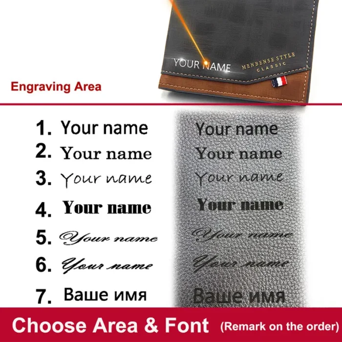 Free Name Engraving Men Wallets Slim Coin Pocket Photo Holder New Short Small Male Wallet Card Holder Frosted Leather Men Purses - Image 5