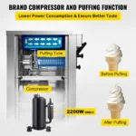 VEVOR large capacity soft ice cream machine 20-28L/H 2200W power dual 6-liter hopper with pre cooled LCD panel and egg tray - Image 4