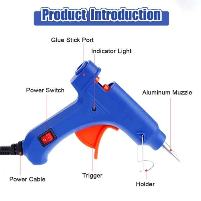 20W Hot Silicone Gun Melt Glue With 7mm Glue Sticks Mini Industrial Guns Household Heat Temperature Thermo for DIY Crafts Arts - Image 4