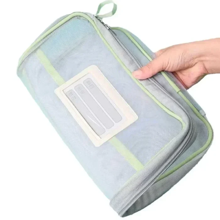 L-Type Double Zipper Large Capacity Books Homework Organizer A4 File Folders Student Stationery Transparent Storage Bag - Image 6