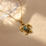 Colorful Starfish Sea Turtle Necklace For Women Gold Color Stainless Steel Turtle Necklace Wedding Christmas Boho Jewelry Gift - Image 3