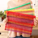 Nylon Pencil Case Simple Rainbow color Mesh Document Bag Multicolor Zipper Stationery Bag Storage Bag Office School Supplies - Image 2