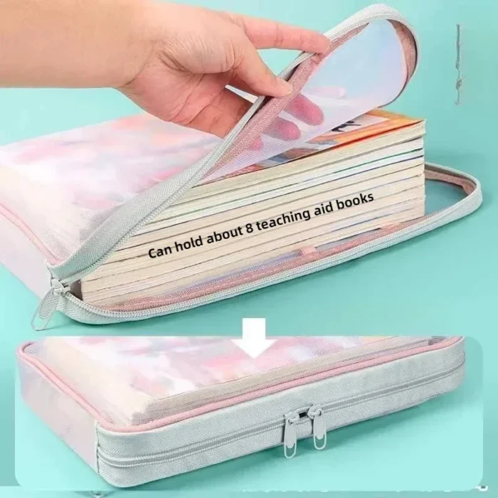 L-Type Double Zipper Large Capacity Books Homework Organizer A4 File Folders Student Stationery Transparent Storage Bag - Image 3