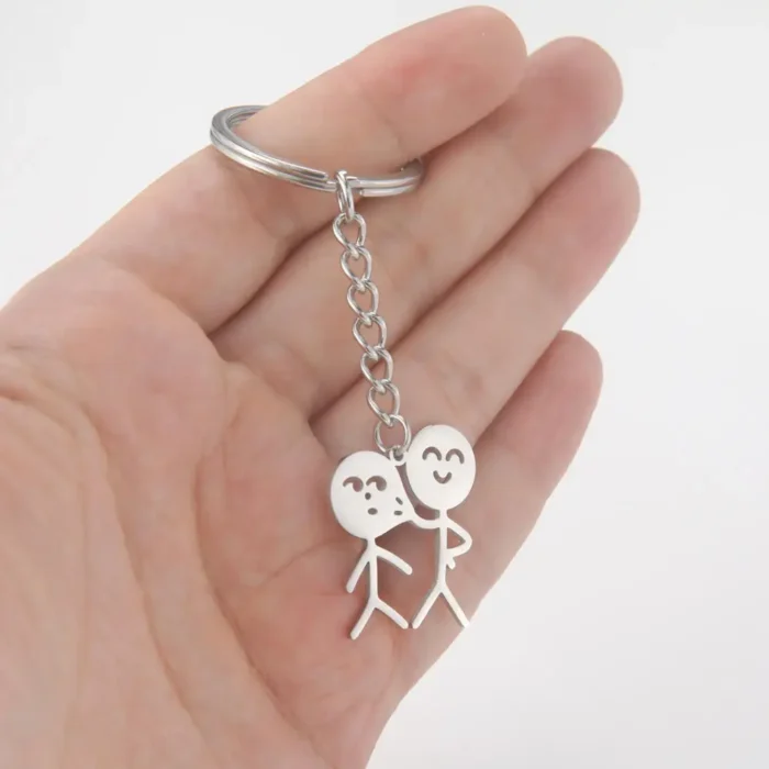 Funny Matchstick Men Keychain Middle Finger Heart to Heart Car Bag Pendant Key Ring Jewelry Couple Friend Gifts Wholesale брелок - Image 2
