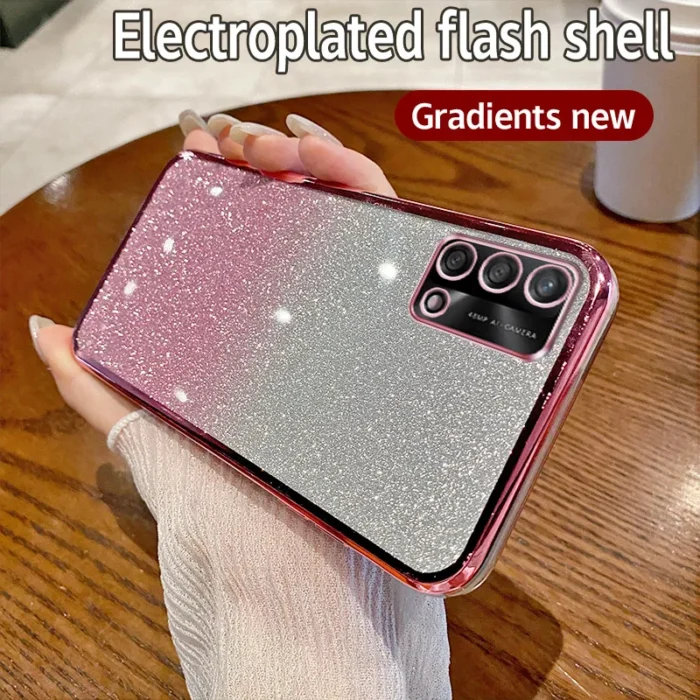 For OPPO A74 4G Case OPPO A95 4G OPPO F19 F19S Reno 6 Lite Phone Case Shiny Glitter Plating Silicone Camera Lens Soft Back Cover - Image 3