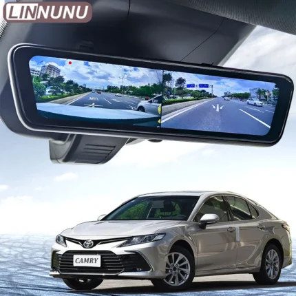 LINNUNU 8.2" streaming media smart rearview mirror Dash Cam 1080P Backup Camera for Toyota Camry xv50 70 car accessories