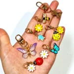 10/20/40pcs Multi color Multi droplet Keychain Cute Animal Beautiful Flower Devil Eye Zinc Alloy Key DIY Pendant Mixed Batch
