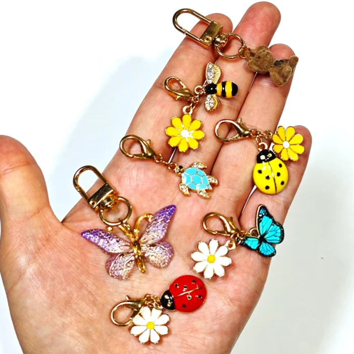 10/20/40pcs Multi color Multi droplet Keychain Cute Animal Beautiful Flower Devil Eye Zinc Alloy Key DIY Pendant Mixed Batch - Image 1