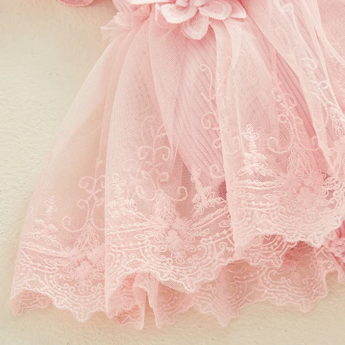 VISgogo Newborn Baby Girl Romper Dress 2 Pcs Outfits Mesh Lace Patchwork Ruffle Bodysuit and Headband Cute Summer Clothes - Image 6