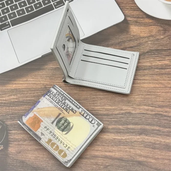 Men's Wallets with 100 US Dollar Pattern Male Leather Wallet with Card Holder Coin Pocket Purse Cartera Hombre - Image 3