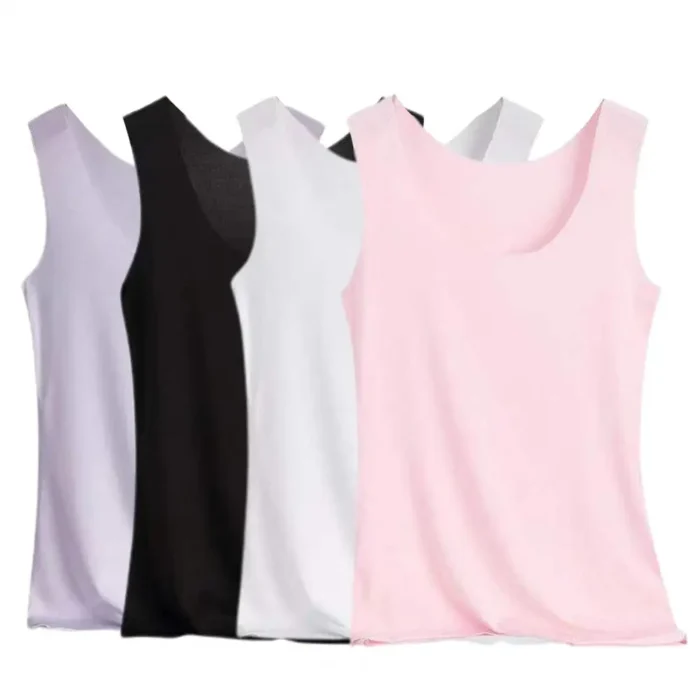 Women Vest T-shirt Summer Ice Silk Vest Women Undershirt Underwear All Match Casual Slim Tank Tops Stretchy Women Blouse Camis - Image 1
