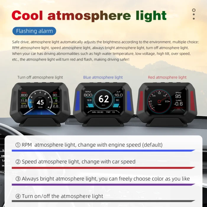 * P21 OBD+GPS+Slope 4x4 Inclinometer Car Heads-Up Display For HUD Multifunctional Meter Off-road Vehicle System Auto Accessorie - Image 3