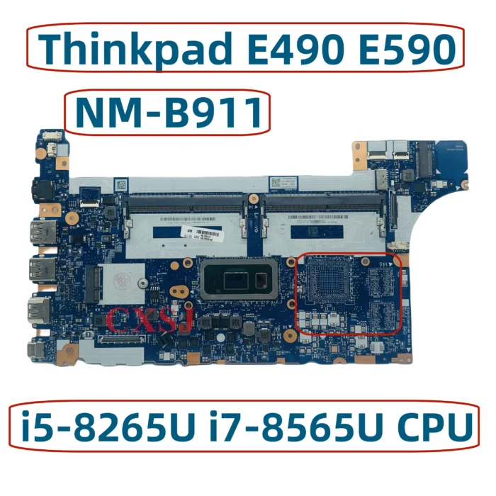 NM-B911 For Lenovo Thinkpad E490 E590 Laptop Motherboard With i3-8145U i5-8265U i7-8565U CPU UMA DDR4 02DL807 5B20V81840 - Image 1