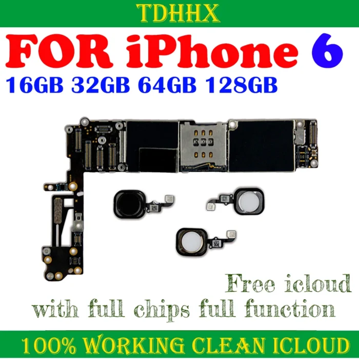 Mainboard Clean iCloud Working for iPhone 6 Motherboard With/Without Touch ID Plate Full TestedWith iOS System Logic Board - Image 1