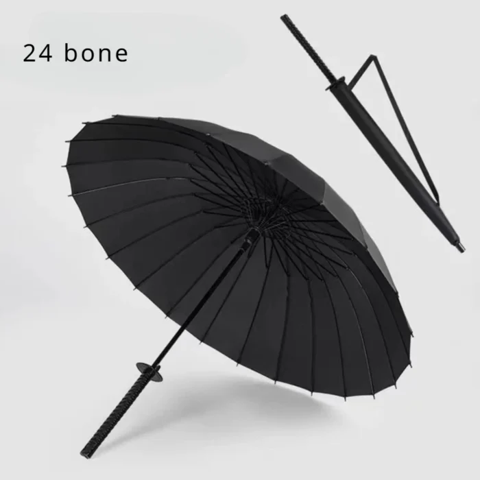 Standard 8/16/24 Bone Japanese Katana Umbrella Black Removable Handle Automatic Long Handle Rainproof Samurai Sword Rain Gear - Image 5