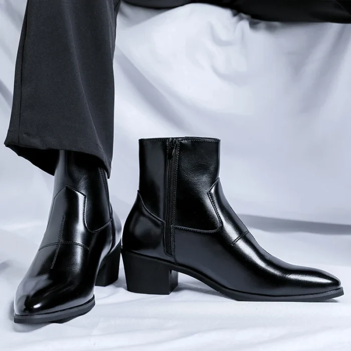 2025 Men's Boots Luxury Brand Leather Boots Fashion High Top Chelsea Boot Business Dress Boots for Men Ankle Botas Big Size 46 - Image 3