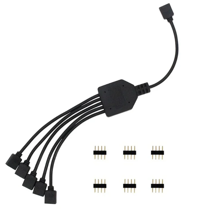 4 Pins RGB LED tape Connector 1 to 1 2 3 4 5 plug power Splitter Cable 4pin needle female Connector wire for RGB Led Strip Light - Image 2