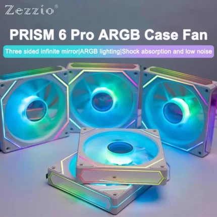 ZEZZIO PRISM 6 PRO 120mm ARGB Case Fan PWM Temperature Control 5V 3PIN 3-sided Infinity Mirror Quiet Computer Cooling Fan
