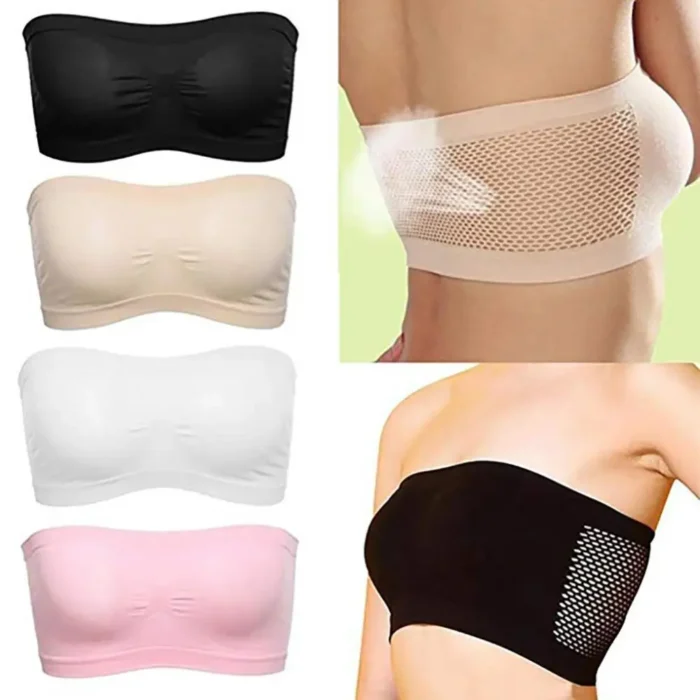 Invisible Sports Push Up Bra Solid Color Women Breathable Strapless Hollow Back Bra Sport Tube Top Seamless Chest Wrap Underwear - Image 1