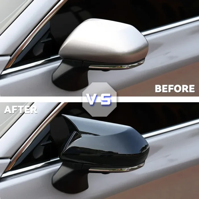 For Toyota Camry 2018-2023 Car Rearview Side Mirror Cover Wing Cap Exterior Door Rear View Case Trim Carbon Fiber Look Black - Image 2
