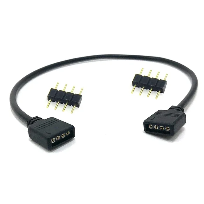 4 Pins RGB LED tape Connector 1 to 1 2 3 4 5 plug power Splitter Cable 4pin needle female Connector wire for RGB Led Strip Light - Image 3