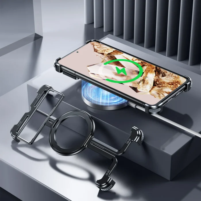Custodia per telefono con supporto cavo in metallo in alluminio per Google Pixel 8 Pixel 8 Pro custodia protettiva magnetica senza cornice per Pixel 8 Pro Funda - Image 1