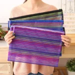 Nylon Pencil Case Simple Rainbow color Mesh Document Bag Multicolor Zipper Stationery Bag Storage Bag Office School Supplies