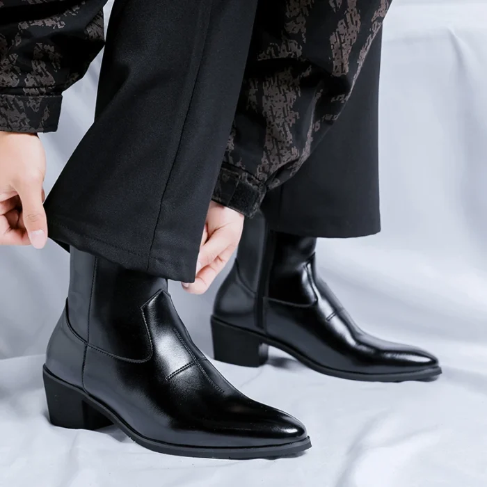 2025 Men's Boots Luxury Brand Leather Boots Fashion High Top Chelsea Boot Business Dress Boots for Men Ankle Botas Big Size 46 - Image 4