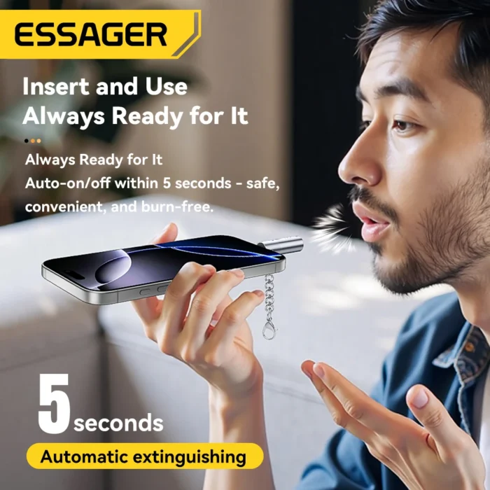 Essager Type-C Mini Lighter Tungsten Wire No Flame Safe Energy-Saving Can Be Carried OnThe Plane OTG-Compatible USB-C Lighter - Image 8