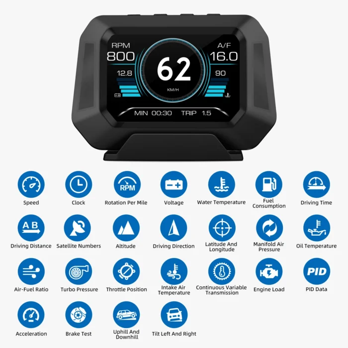 * P21 OBD+GPS+Slope 4x4 Inclinometer Car Heads-Up Display For HUD Multifunctional Meter Off-road Vehicle System Auto Accessorie - Image 5