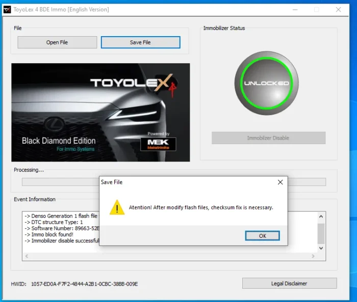 Unlimited Toyolex4 Toyolex 4 BDE IMMO OFF Software for Toyota Lexus and Hino N04 ECU SUPPORTS GENERATION 1/2 AND 3 FILES - Image 5