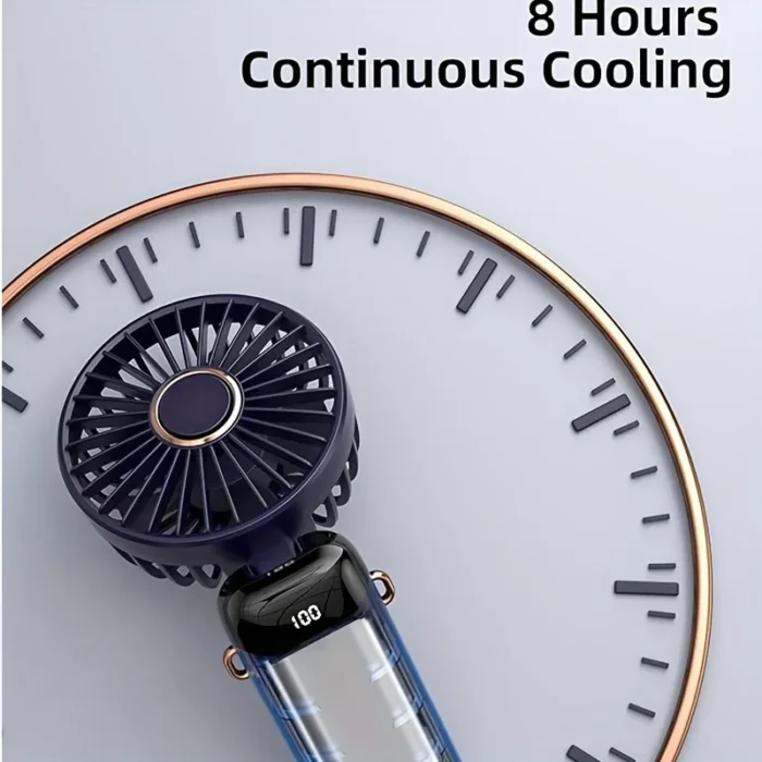 Portable Mini Fan With 6 Speeds LED USB Rechargeable Charging Small Foldable Battery Fans Handheld Desk Bedroom Indoor Outdoor - Image 2