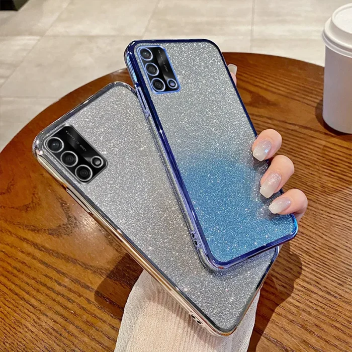 For OPPO A74 4G Case OPPO A95 4G OPPO F19 F19S Reno 6 Lite Phone Case Shiny Glitter Plating Silicone Camera Lens Soft Back Cover - Image 1
